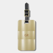 Licht goud metallic textuur | tan-typografie bagagelabel (Voorkant verticaal)