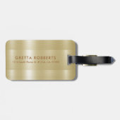 Licht goud metallic textuur | tan-typografie bagagelabel (Achterkant horizontaal)