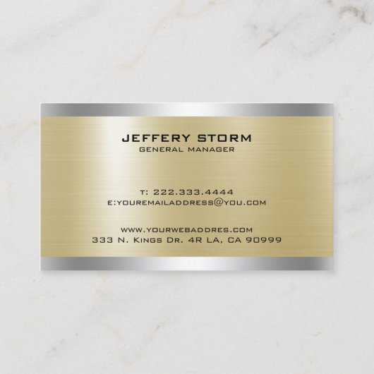 Licht Goud Metallic Textuur Zilver Accent Visitekaartje (Achterkant)