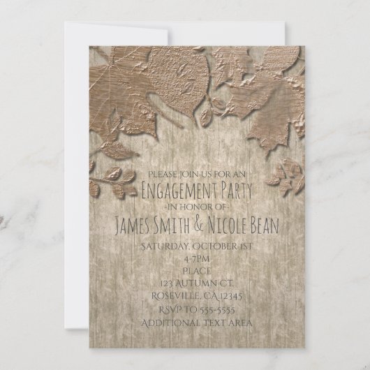 Licht goud & wit hout rustieke herfst uitnodiginge kaart (Voorkant)