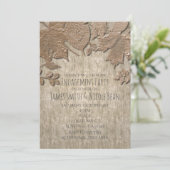 Licht goud & wit hout rustieke herfst uitnodiginge kaart (Staand voorkant)