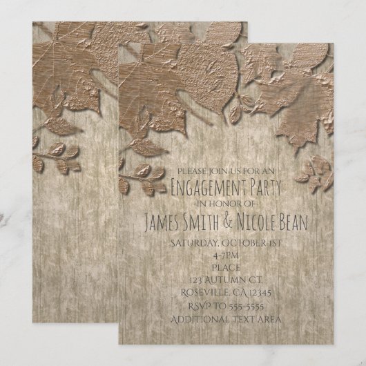 Licht goud & wit hout rustieke herfst uitnodiginge kaart (Voorkant / Achterkant)