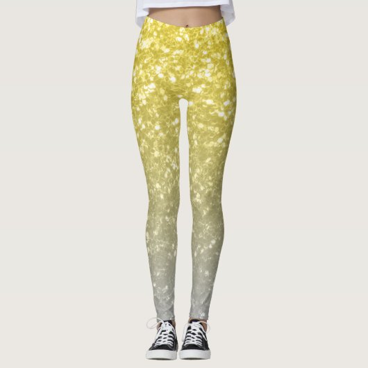 Licht goud zilvergrijs ombre leggings (Voorkant)