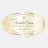 Licht goudcrème Glitter-productlabels, Initialen Ovale Sticker (Voorkant)