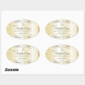 Licht goudcrème Glitter-productlabels, Initialen Ovale Sticker (Vel)