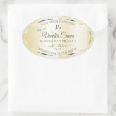 Licht goudcrème Glitter-productlabels, Initialen Ovale Sticker (Tas)