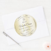 Licht goudcrème Glitter-productlabels, Initialen Ronde Sticker (Envelop)