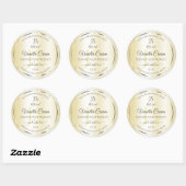 Licht goudcrème Glitter-productlabels, Initialen Ronde Sticker (Vel)