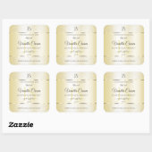 Licht goudcrème Glitter-productlabels, Initialen Vierkante Sticker (Vel)