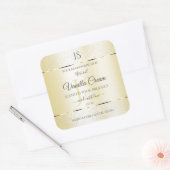 Licht goudcrème Glitter-productlabels, Initialen Vierkante Sticker (Envelop)