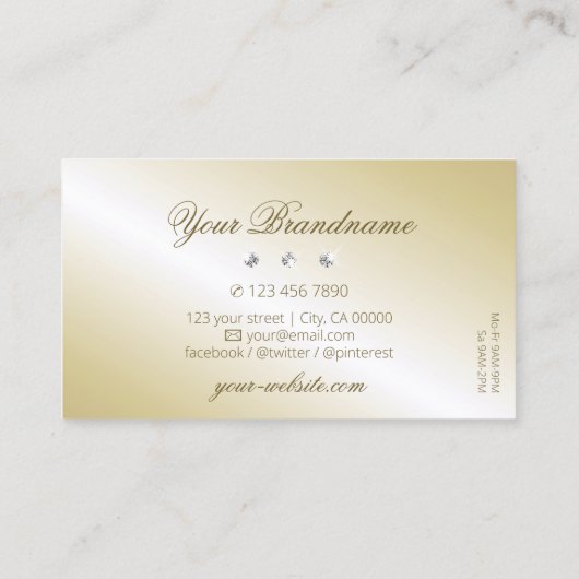 Licht gouden gouden diamanten luxueus visitekaartje (Achterkant)
