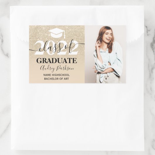 Licht goudglitter ombre afstuderen rechthoekige sticker (Tas)