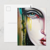 Licht griezelig maar mooi vrouw met tranen briefkaart (Voorkant / Achterkant)