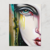 Licht griezelig maar mooi vrouw met tranen briefkaart (Voorkant)