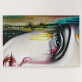 Licht griezelig maar mooi vrouw met tranen legpuzzel (Horizontaal)