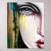 Licht griezelig maar mooi vrouw met tranen poster (Voorkant)