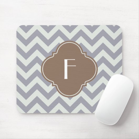 Licht grijs Chevron Aangepast monogram Muismat (Met muis)