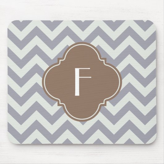 Licht grijs Chevron Aangepast monogram Muismat (Voorkant)