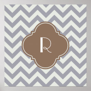 Licht grijs Chevron Aangepast monogram Poster