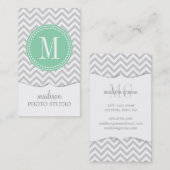 Licht grijs Chevron Zigzag gepersonaliseerd Monogr Visitekaartje (Voorkant / Achterkant)