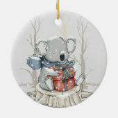 Licht grijs Cute Koala Snowfall-Ornament Keramisch Ornament (Achterkant)