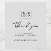 Licht Grijs Eenvoudig Bedrijf Logo Dank u Wijn Etiket (Enkel label)