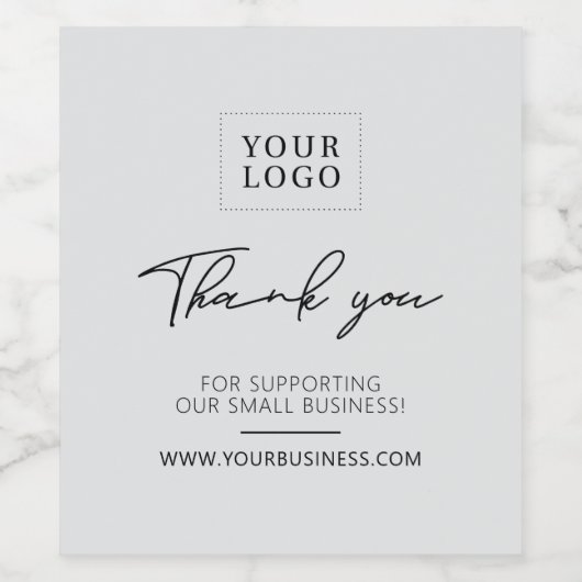 Licht Grijs Eenvoudig Bedrijf Logo Dank u Wijn Etiket (Enkel label)