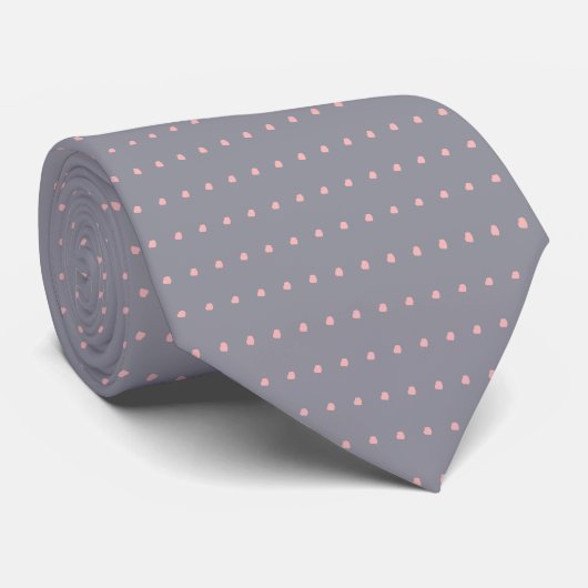 Licht grijs en Blush Polka Dots Stropdas, Stropdas (Opgerold)