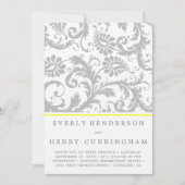 Licht grijs en Geel Damask Wedding Uitnodiging (Voorkant)