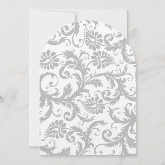 Licht grijs en Geel Damask Wedding Uitnodiging (Achterkant)