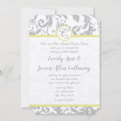 Licht grijs en geel Iris Damask Wedding Uitnodigin Kaart (Voorkant)