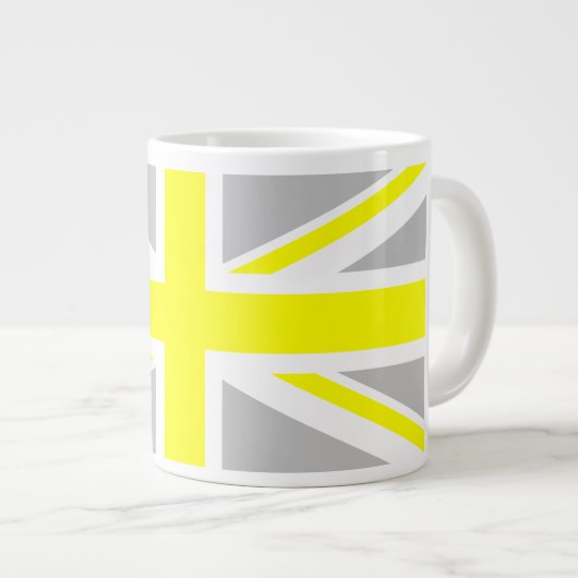 Licht grijs en Gele Uniefactrice Grote Koffiekop (Voorkant rechts)