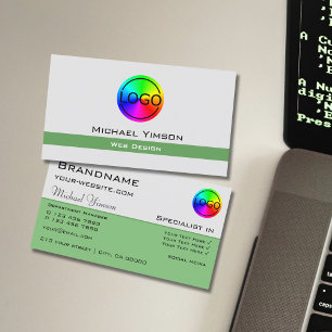 Licht grijs en groen beeld met Logo Professional Visitekaartje