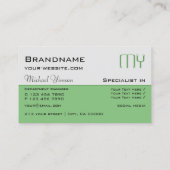 Licht grijs en groen met Initialen Professional Visitekaartje (Achterkant)