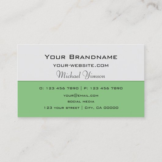 Licht grijs en groen met Monogram Professional Visitekaartje (Achterkant)