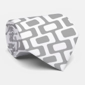 Licht grijs en wit Abstract modern Retro Stropdas (Opgerold)