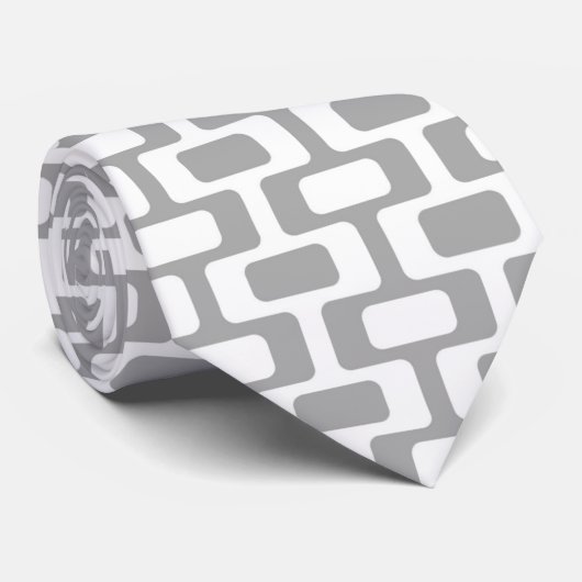 Licht grijs en wit Abstract modern Retro Stropdas (Opgerold)
