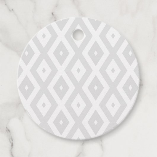 Licht grijs en wit diamantpatroon bedankjes labels (Voorkant)
