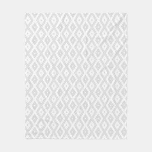 Licht grijs en wit diamantpatroon fleece deken (Voorkant)