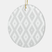 Licht grijs en wit diamantpatroon keramisch ornament (Links)