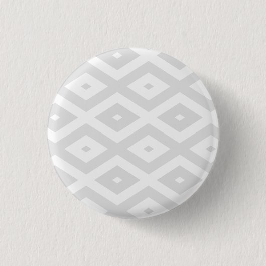 Licht grijs en wit diamantpatroon ronde button 3,2 cm (Voorkant)