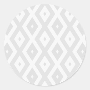 Licht grijs en wit diamantpatroon ronde sticker