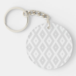 Licht grijs en wit diamantpatroon sleutelhanger