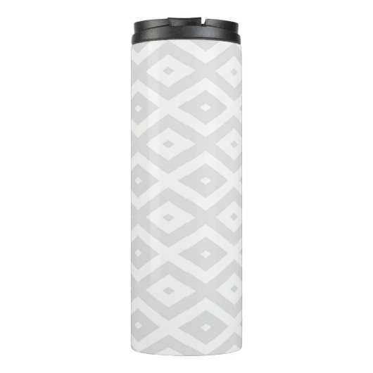 Licht grijs en wit diamantpatroon thermosbeker (Achterkant)
