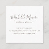 Licht grijs en wit feministisch minimalistisch vierkante visitekaartje (Achterkant)