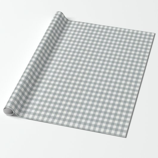 Licht Grijs en Wit Gingham Cadeaupapier (Uitgerold)
