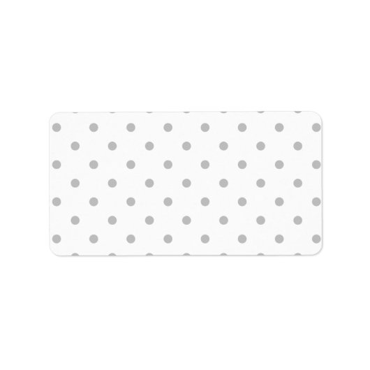 Licht grijs en wit poka vlek. etiket (Voorkant)