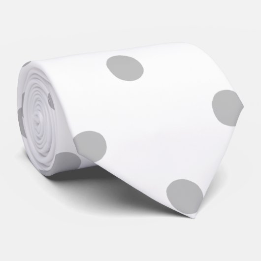 Licht grijs en wit poka vlek. stropdas (Opgerold)