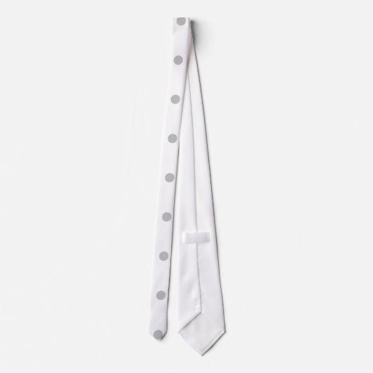 Licht grijs en wit poka vlek. stropdas (Achterkant)