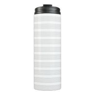 Licht grijs en wit vijf strepen patroon thermosbeker